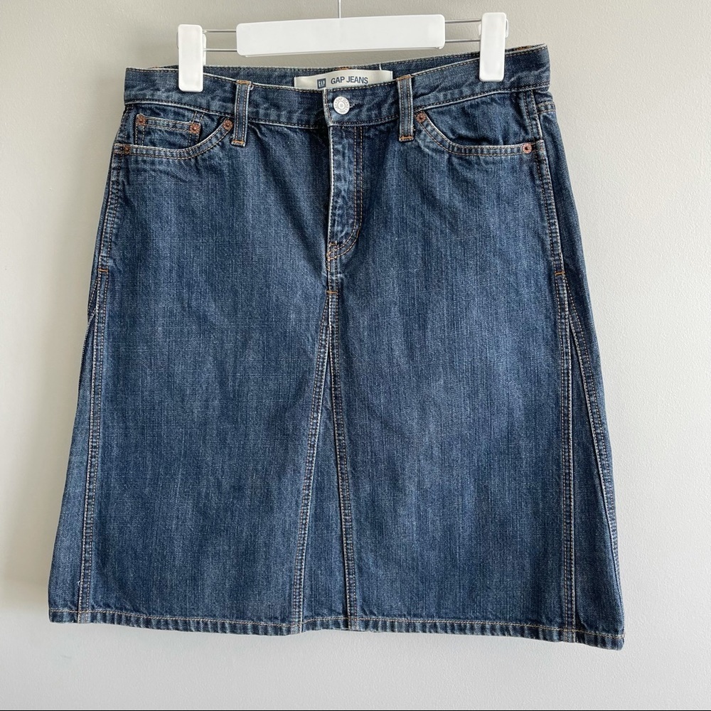 GAP JEANS | Medium Wash A-line Midi Denim Skirt Sz 3